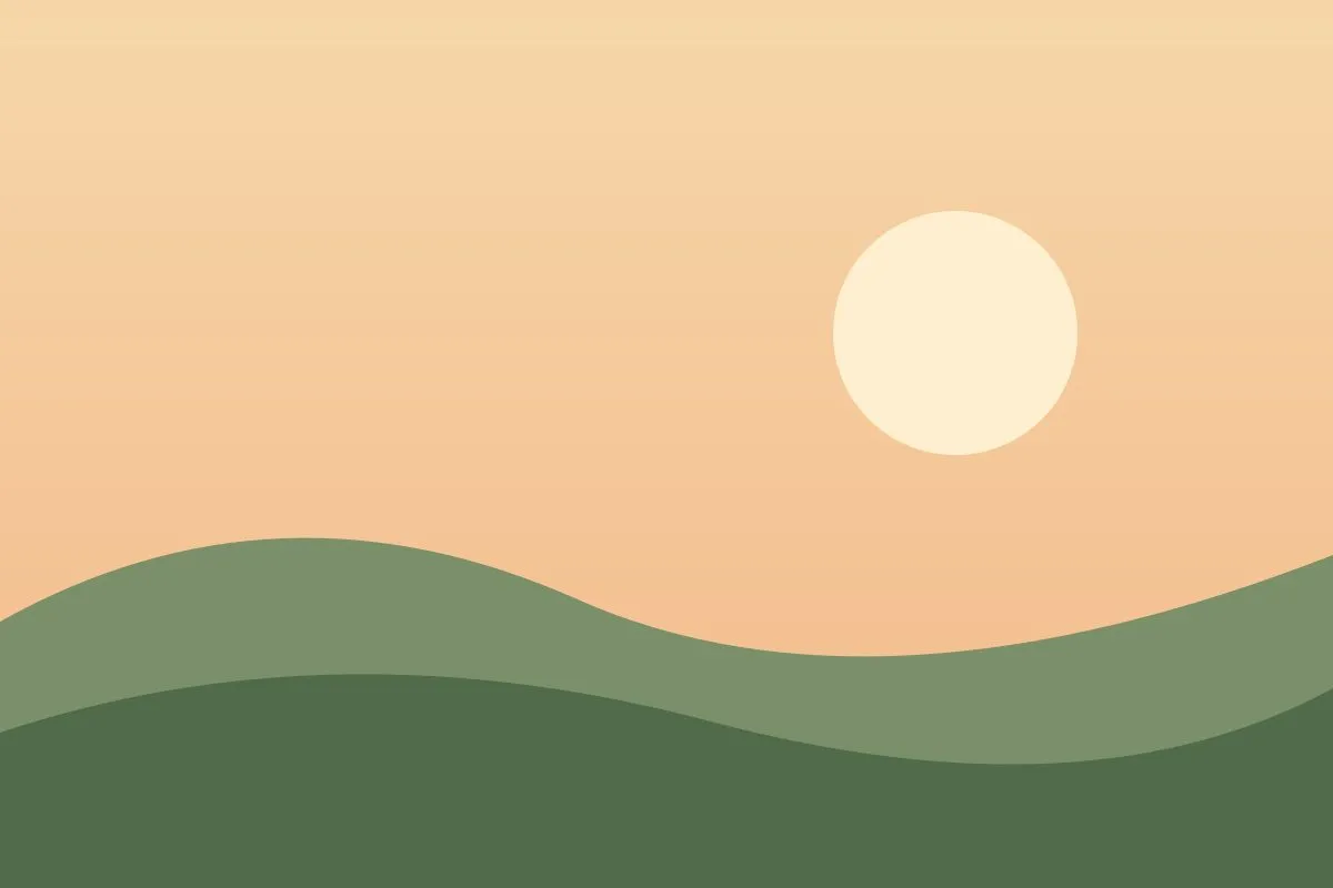 Immagine segnaposto: colline verdi sotto un cielo color pesca al tramonto