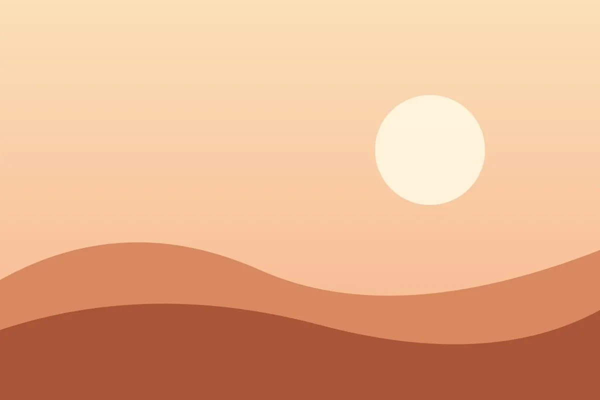 Immagine segnaposto: colline color terracotta sotto un cielo dorato